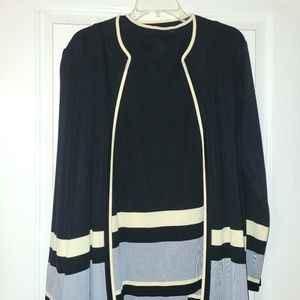 Exclusively Misook cardigan jacket & tank set Size Large Black Gray Yellow